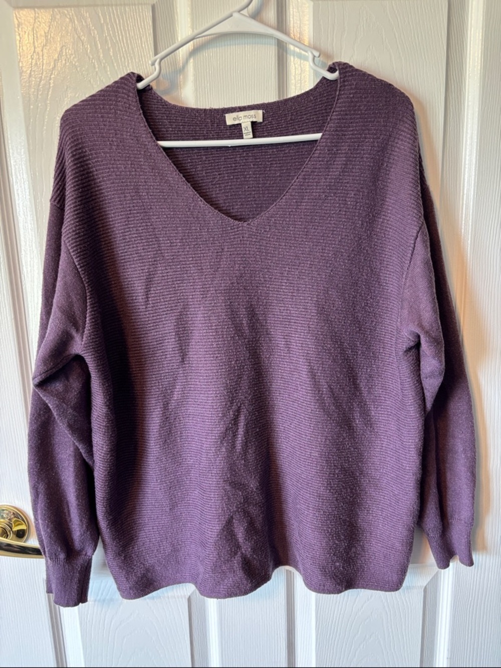 Ella Moss Purple V-Neck Ribbed Sweater